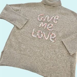 Listicle Boutique Sz L Alma Taupe Turtleneck Sweater 2022 Rainbow Give Me Love